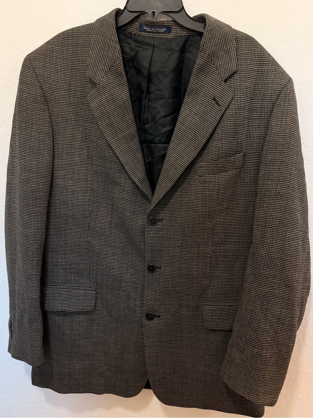 Classic Men’s 44T‎ checker houndstooth tall blazer jacket 100% wool old money
